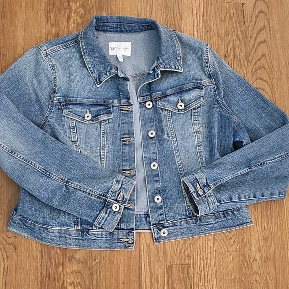 Sz Xl Classic Blue Jean Denim Jacket Comfy Soft Distressed Boho Bohemian Beach - Picture 2 of 5